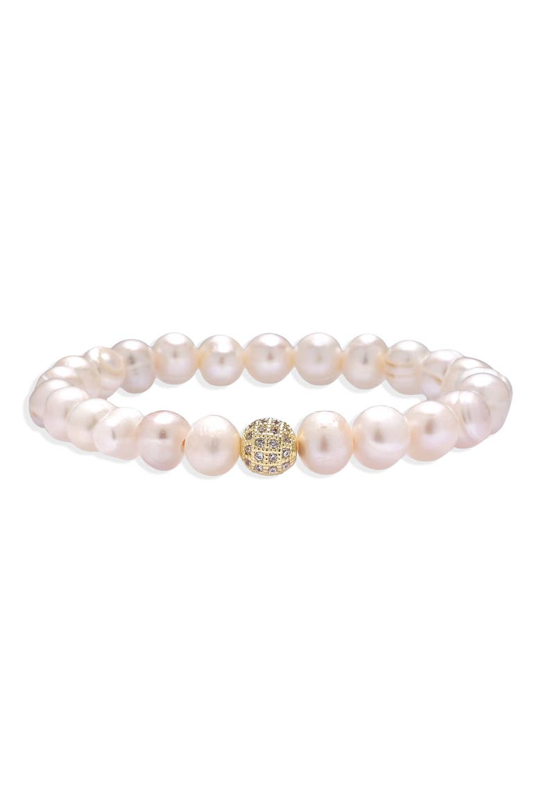 Camille Freshwater Pearl Stretch Bracelet, Main, color, GOLD