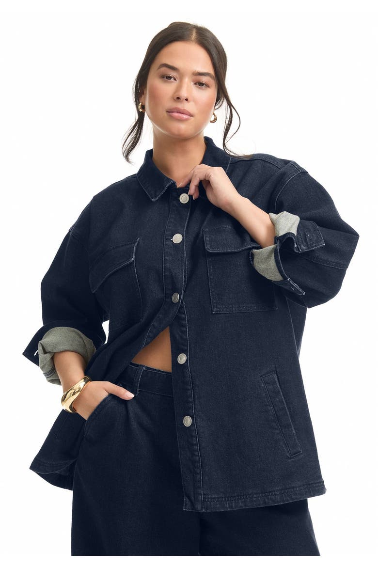 Denim Utility Jacket, Alternate, color, DARK RINSE