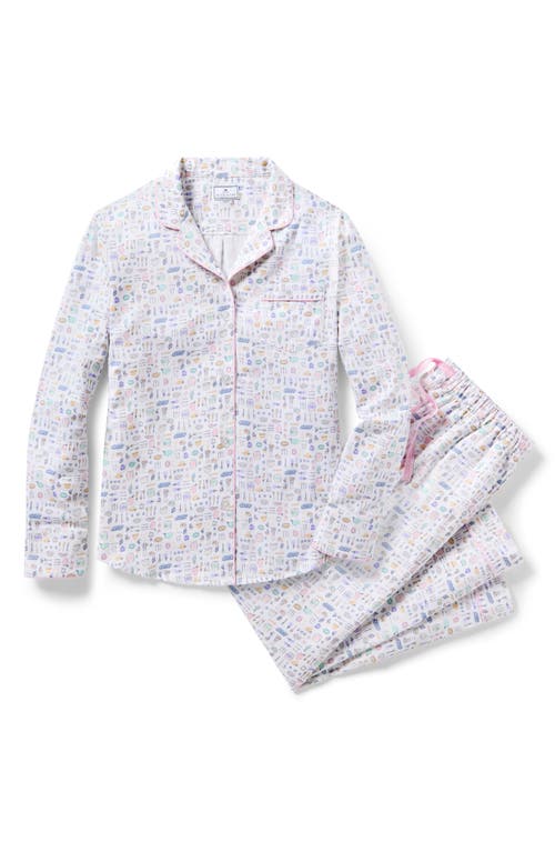 Petite Plume Baking Spirits Bright Brushed Cotton Twill Pajamas In White