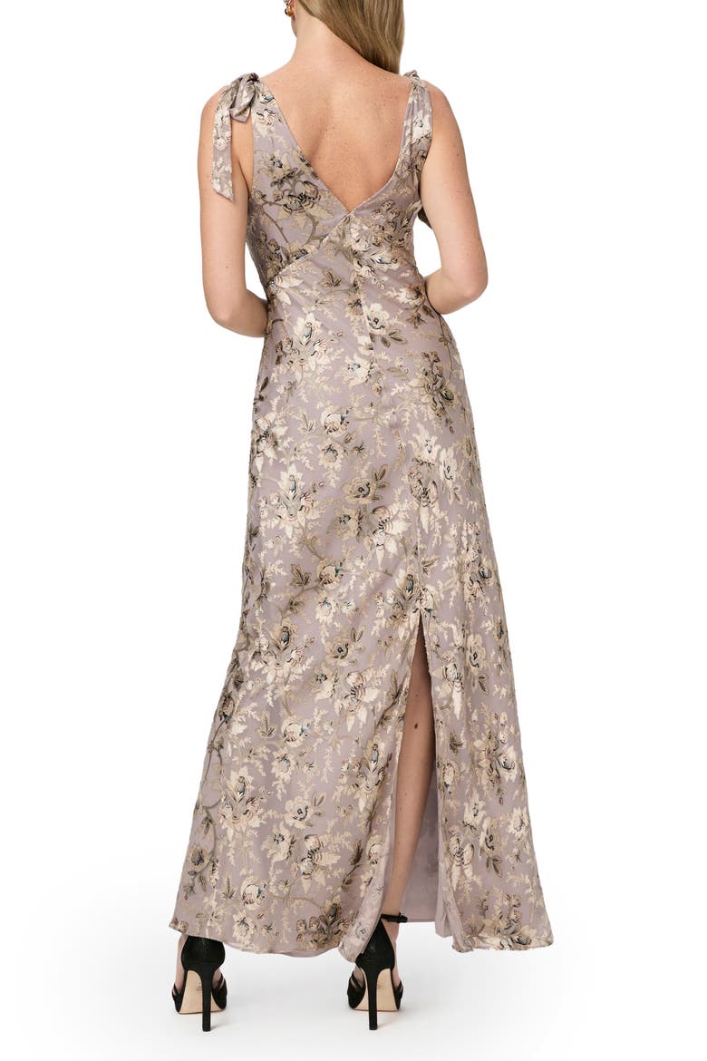 Vialla Floral Empire Waist Chiffon Gown, Alternate, color, PEWTER MULTI
