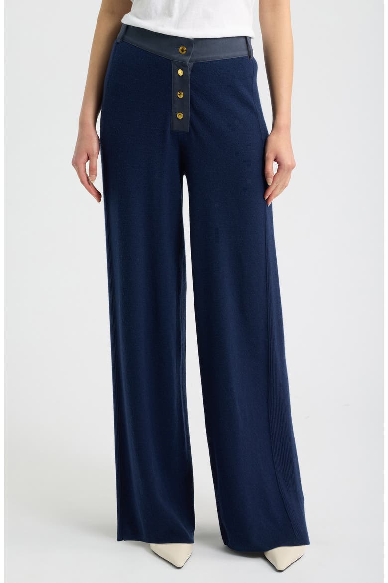 Lucy Wide Leg Wool Blend Pants, Main, color, NAVY
