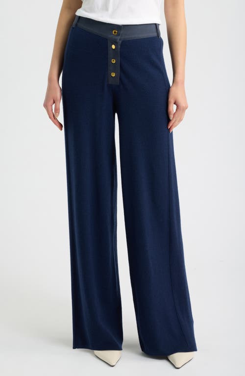 rag & bone Lucy Wide Leg Wool Blend Pants in Navy at Nordstrom, Size X-Large