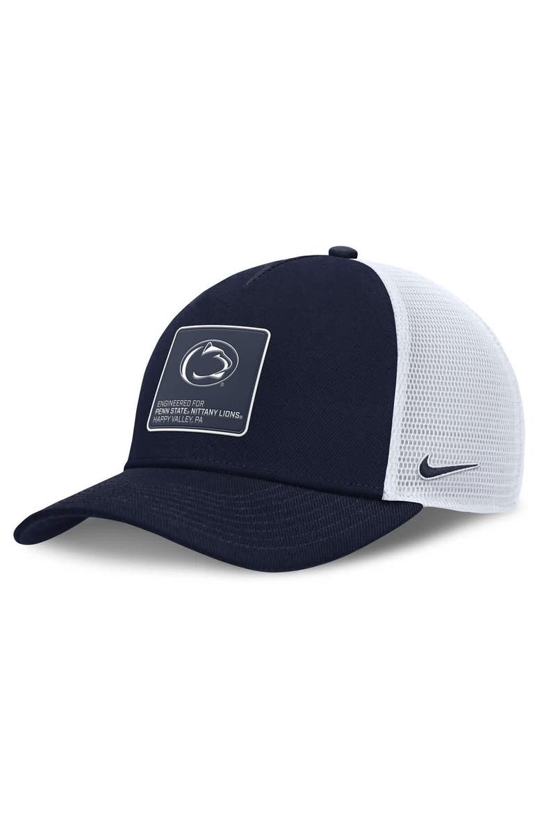 Nike Men's Nike Navy/White Penn State Nittany Lions 2025 On-Field Rise Engineered Trucker Adjustable Hat, Main, color,