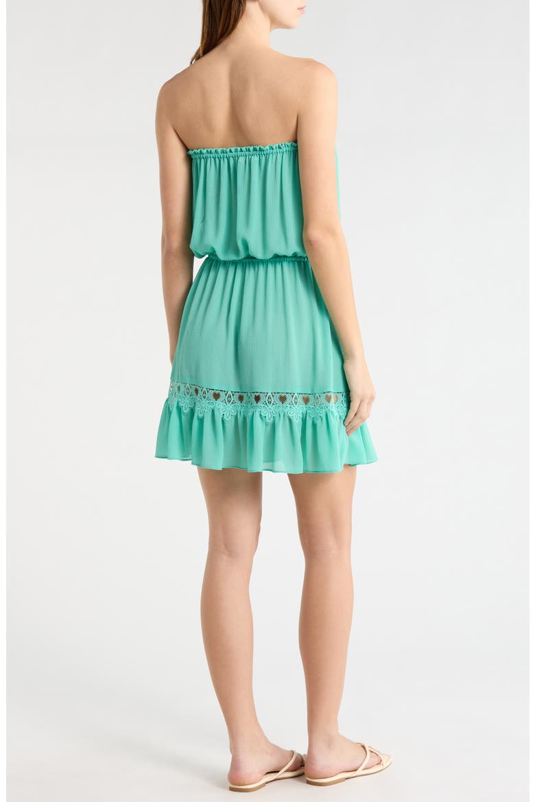 Strapless Embrodiered Cover-Up Dress, Alternate, color, SEAGLASS