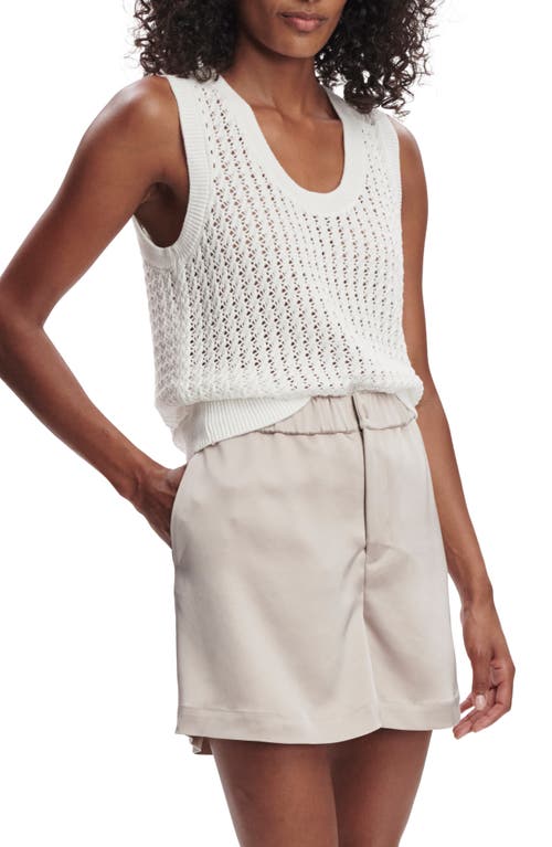 Varley Ferns Cotton Open-knit Scoop-neck Tank Top In White
