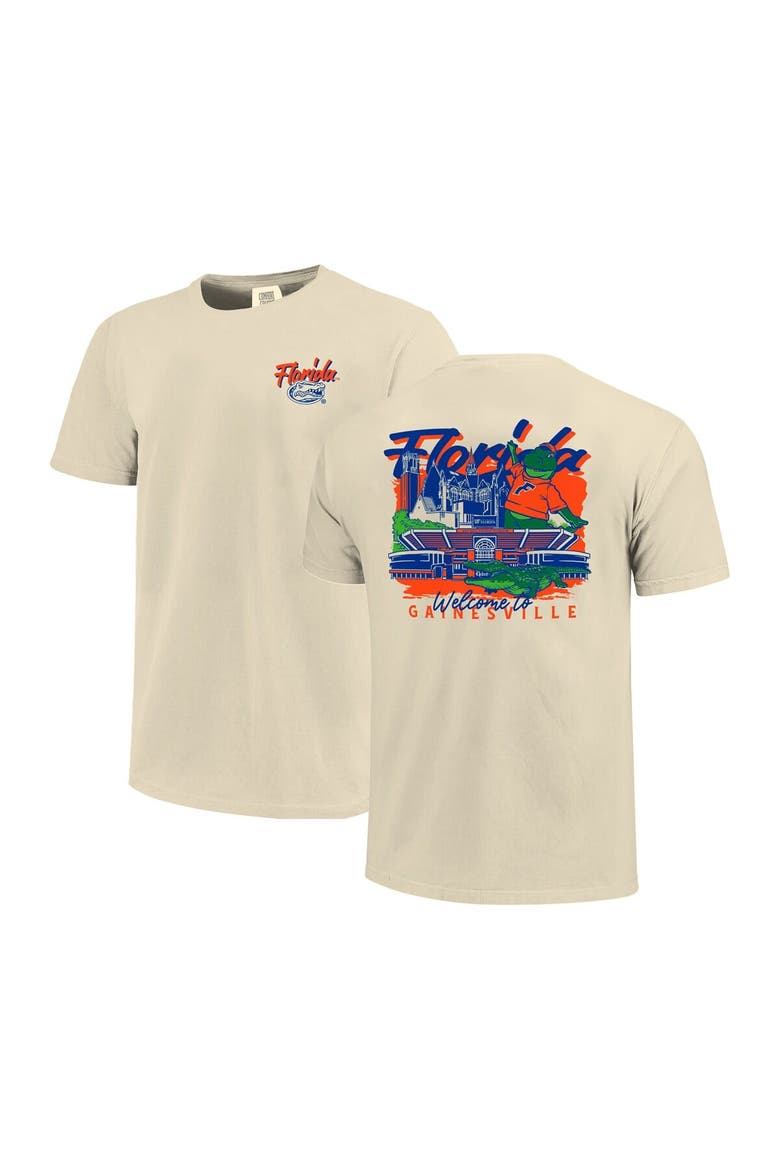 Men's Image One  Natural Florida Gators Comfort Colors Hand-Drawn Campus Stack T-Shirt, Alternate, color, Natural