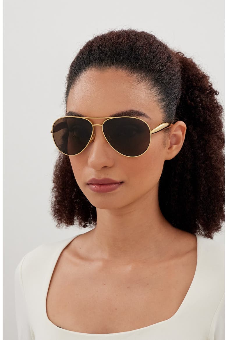 64mm Oversize Pilot Sunglasses, Alternate, color, GOLD