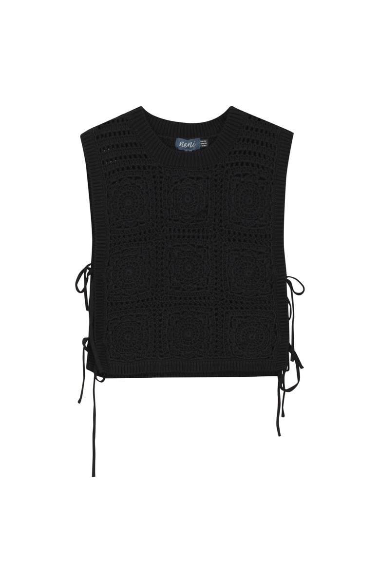 Noni Girl Crochet Knit Sleeveless Vest, Main, color, Black