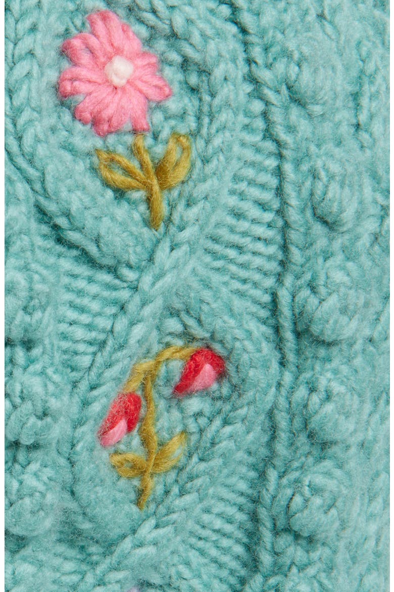 Tilly Embroidered Wool Hood, Alternate, color, TURQUOISE