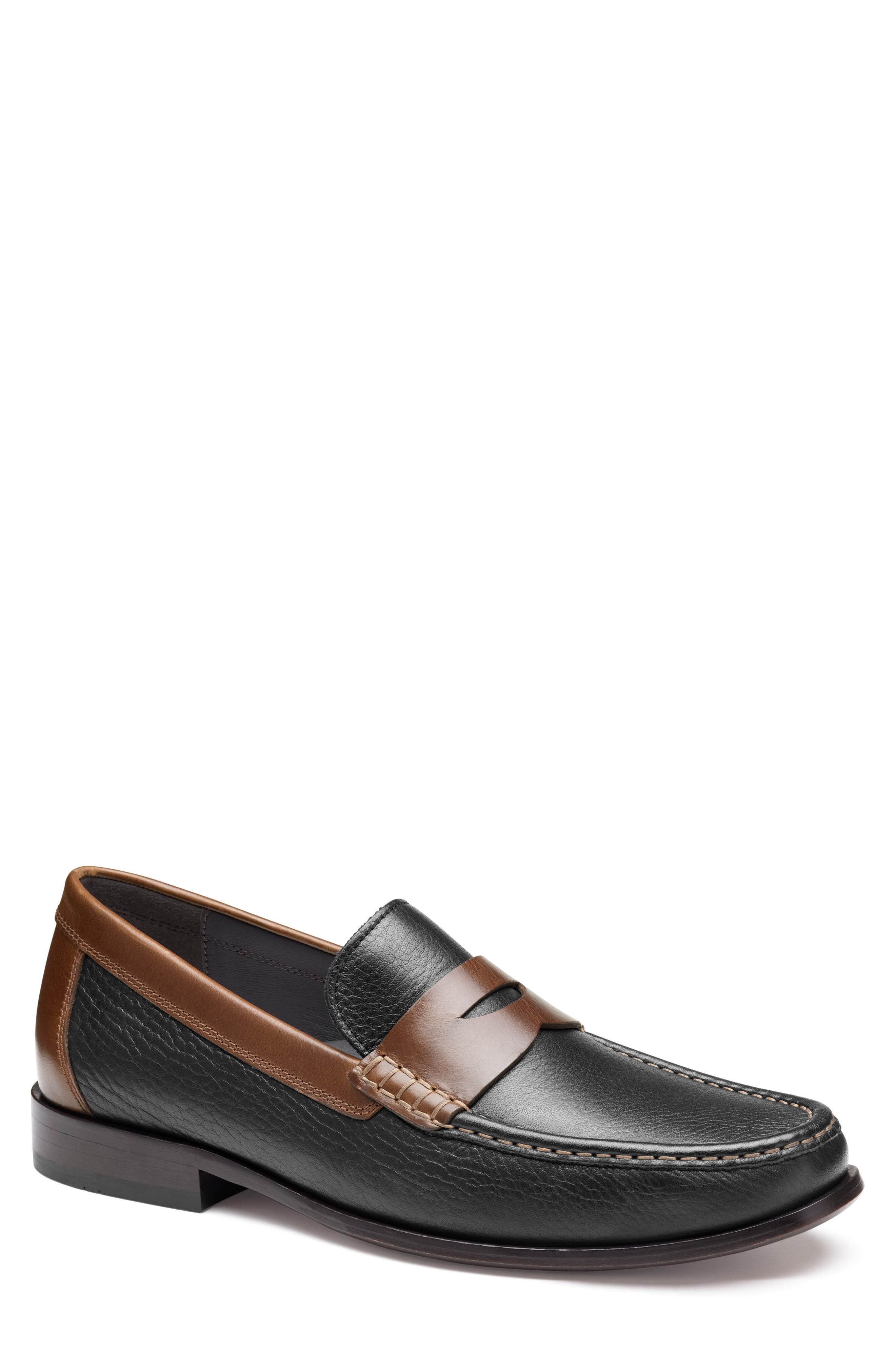 Humphrey Penny Loafer, Main, color, BLACK/ BROWN FULL GRAIN