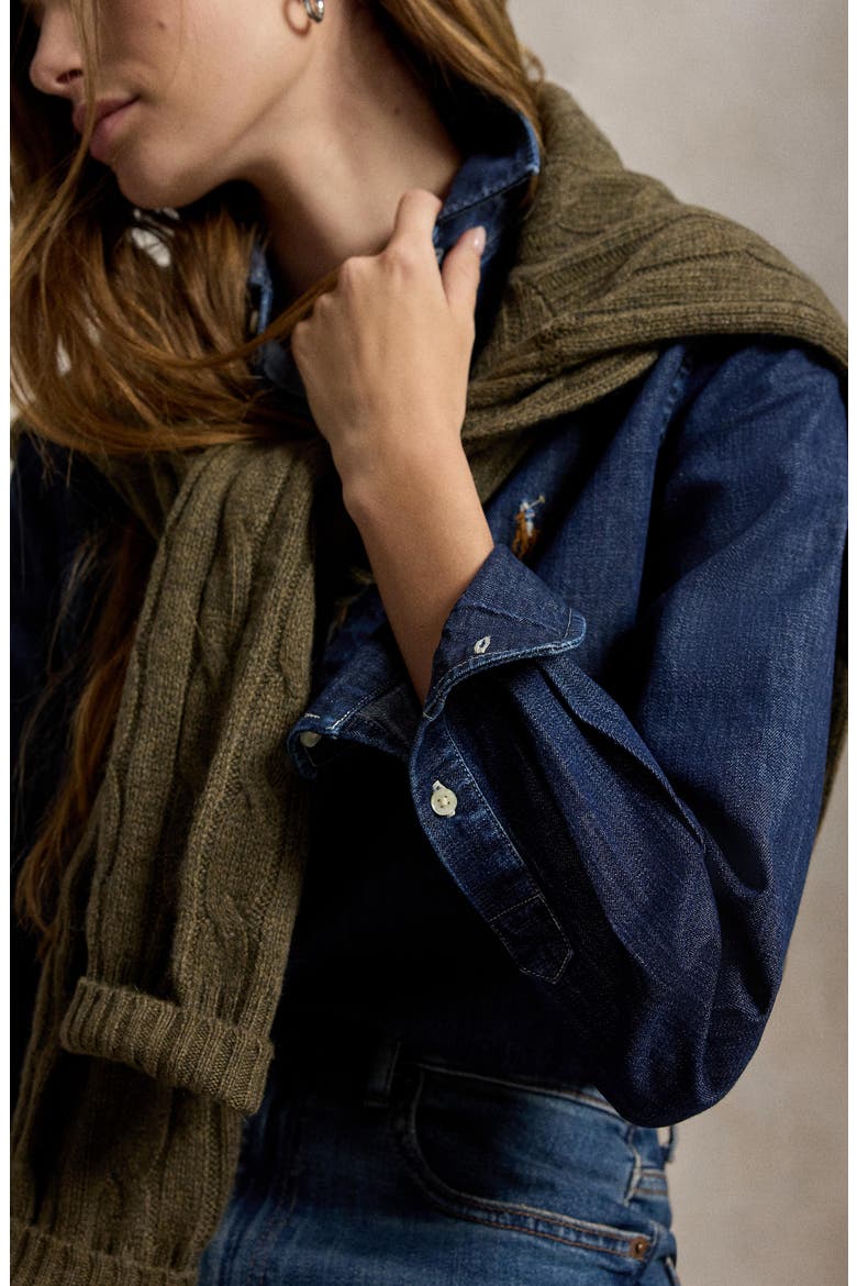 Long Sleeved Denim Shirt, Alternate, color, TOFTY WASH