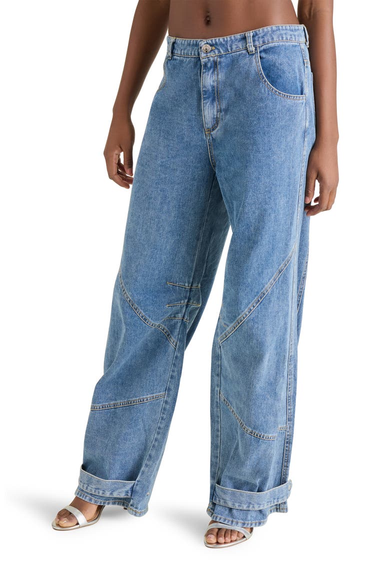 Tre Belted Hem Jeans, Alternate, color, BLUE DENIM