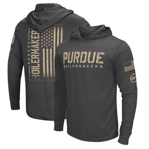 Men's Colosseum Heather Black Purdue Boilermakers Team OHT Military Appreciation Long Sleeve Hoodie T-Shirt