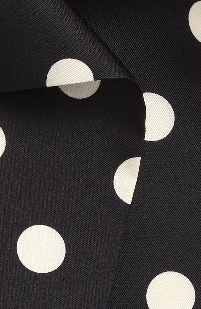 Valentino Garavani Polka Dot Silk Twill Skinny Scarf, Alternate, color, Nero/ Burro