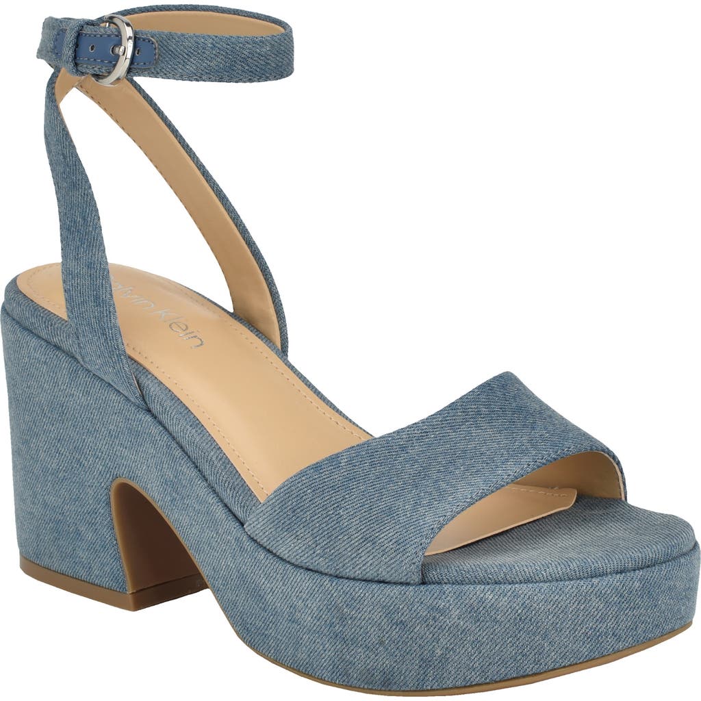 Calvin Klein Summer Ankle Strap Sandal In Medium Blue