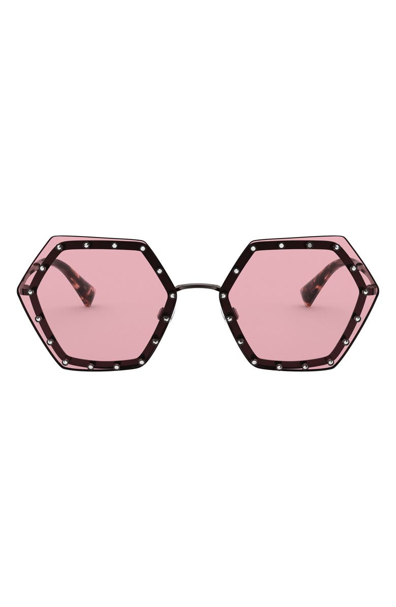 Valentino 62mm Oversize Studded Sunglasses, Main, color, 