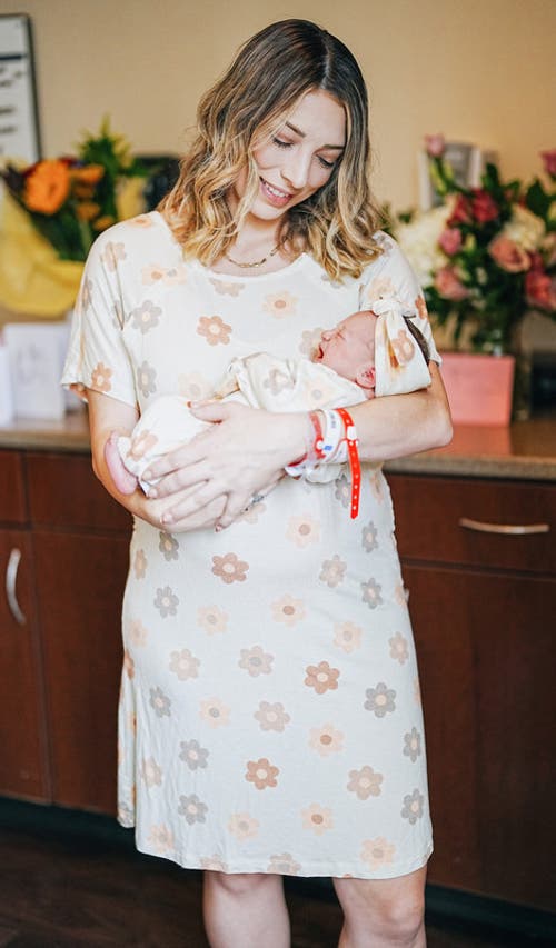 Everly Grey Rosa Jersey Maternity Hospital Gown In Gray