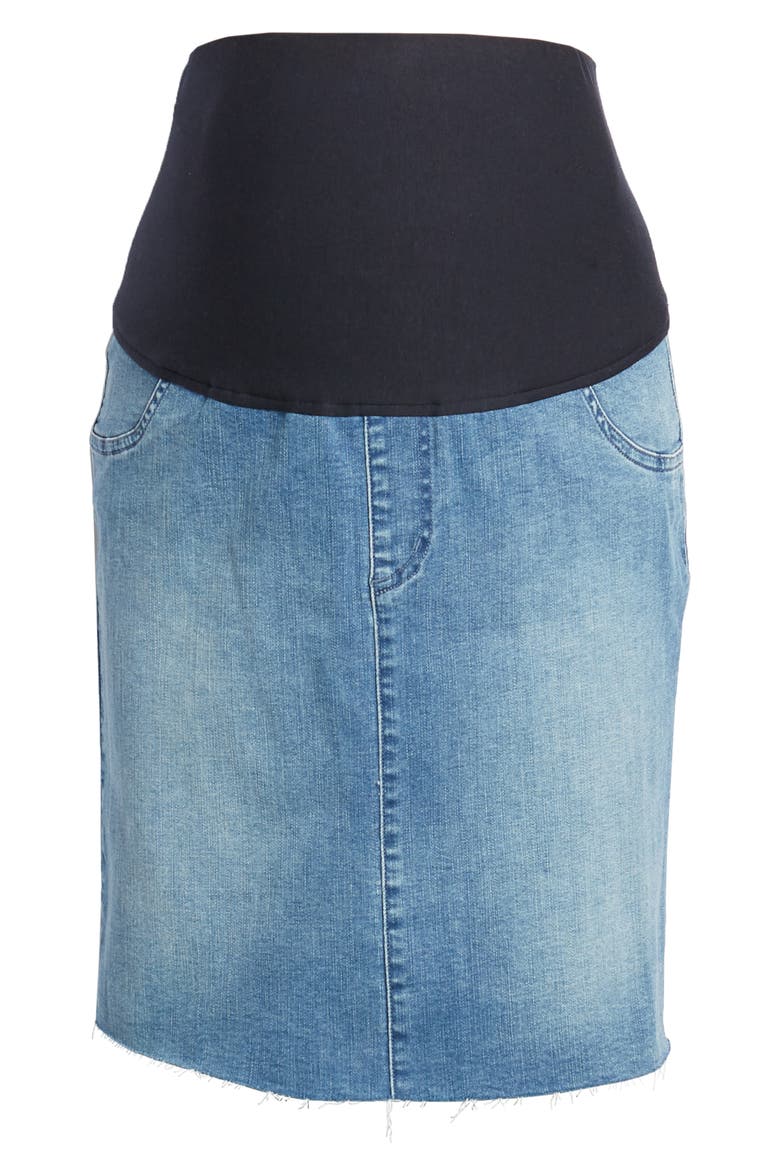 Over the Bump Denim Maternity Skirt, Alternate, color, BLUE