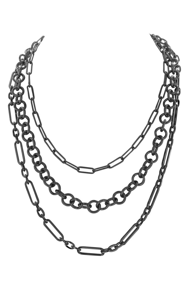 OLIVIA WELLES Delyssa Mixed Chain Layered Necklace, Main, color, Silver