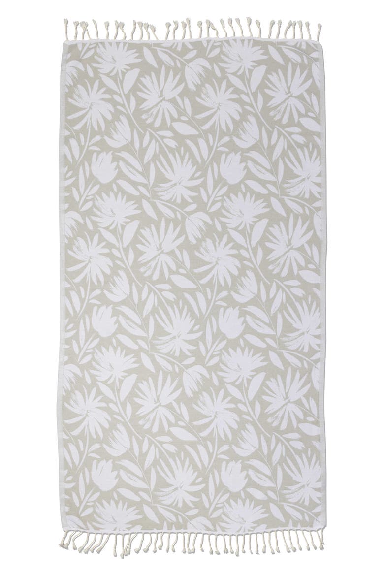 Whimsical Flower Organic Turkish Towel, Main, color, Grey