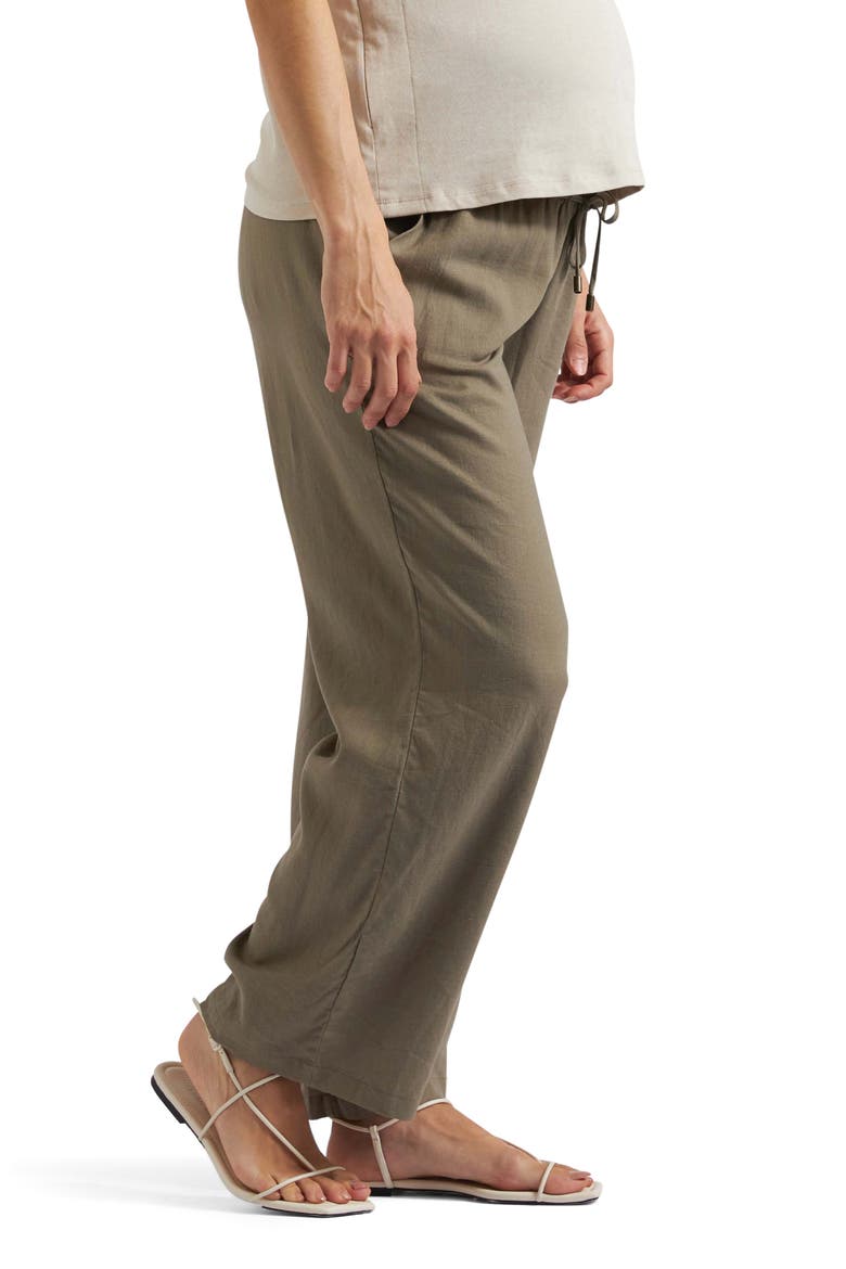 Indi Wide Leg Linen Pant, Alternate, color, OLIVE