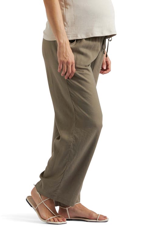 RIPE MATERNITY RIPE MATERNITY INDI SHIRRED LINEN BLEND WIDE LEG MATERNITY PANTS
