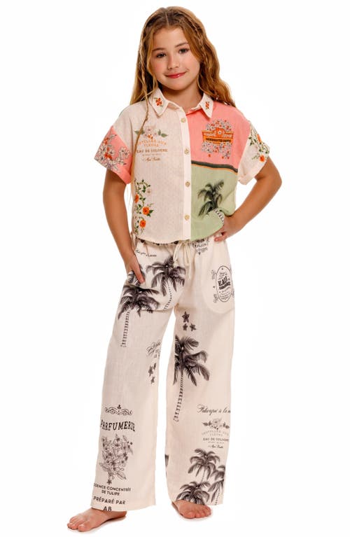 Agua Bendita Kids' Clarabelle Short Sleeve Button-up Shirt In White