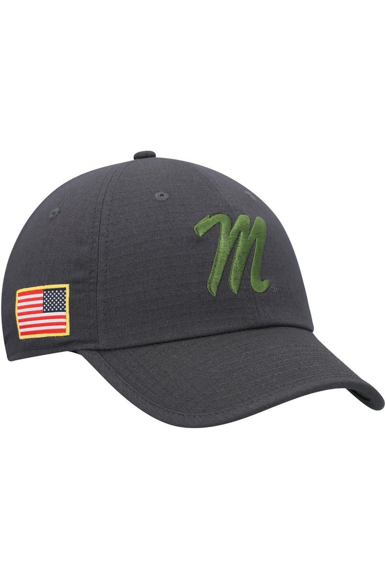 Men's Nike Charcoal Ole Miss Rebels Veterans Day Tactical Heritage86 Performance Adjustable Hat, Main, color, Charcoal