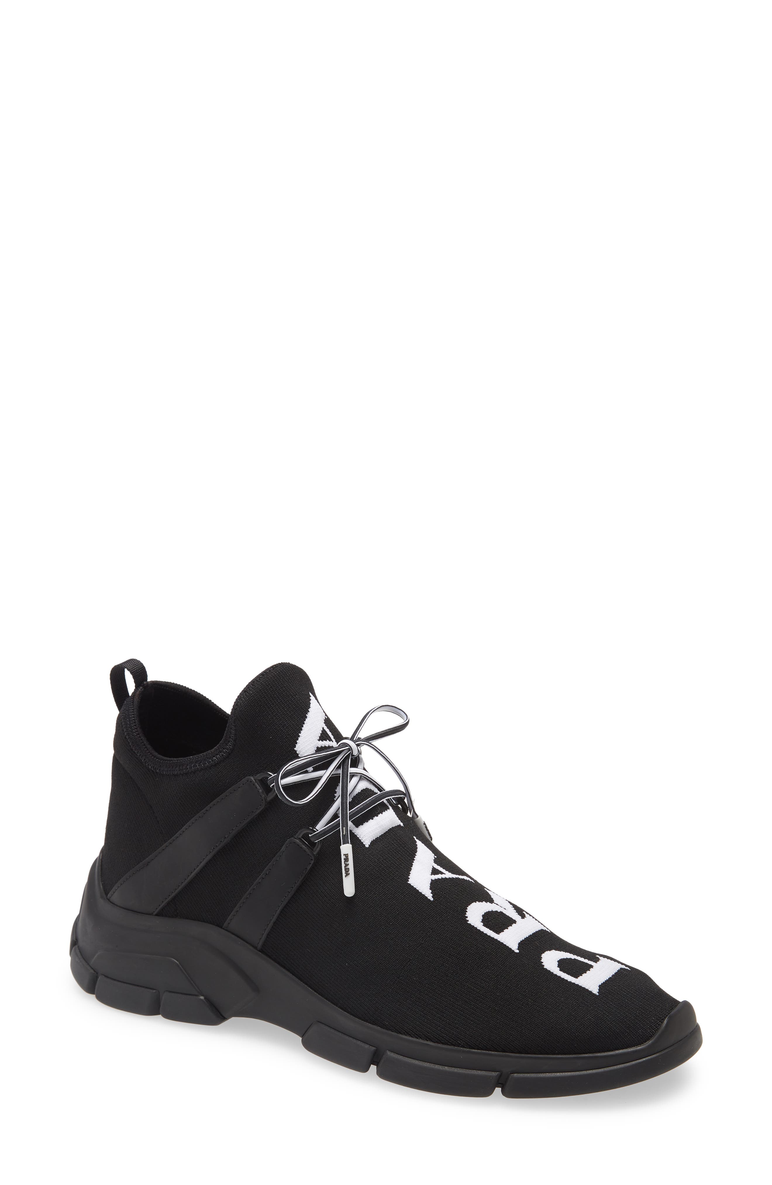 Prada High Top Knit Sneaker, Main, color, 