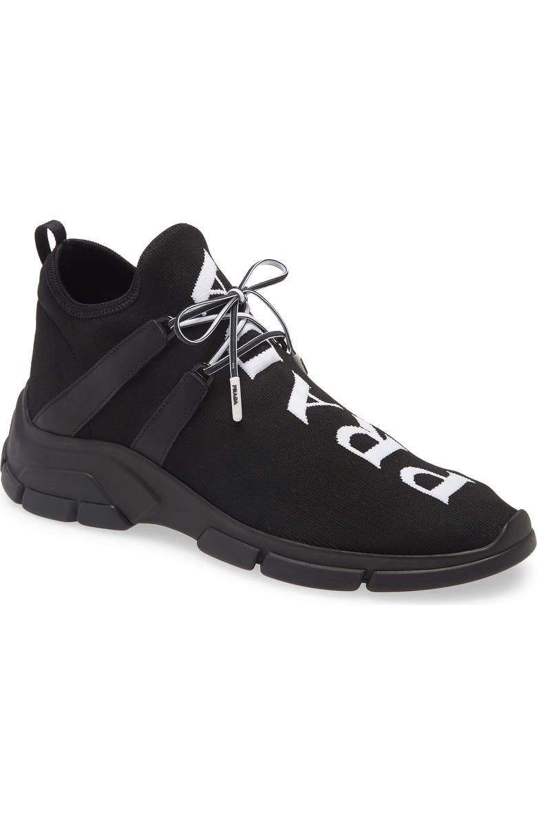 Prada High Top Knit Sneaker, Main, color,