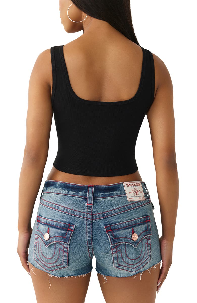 True Religion Crystal Logo Scoopneck Tank, Alternate, color, Jet Black