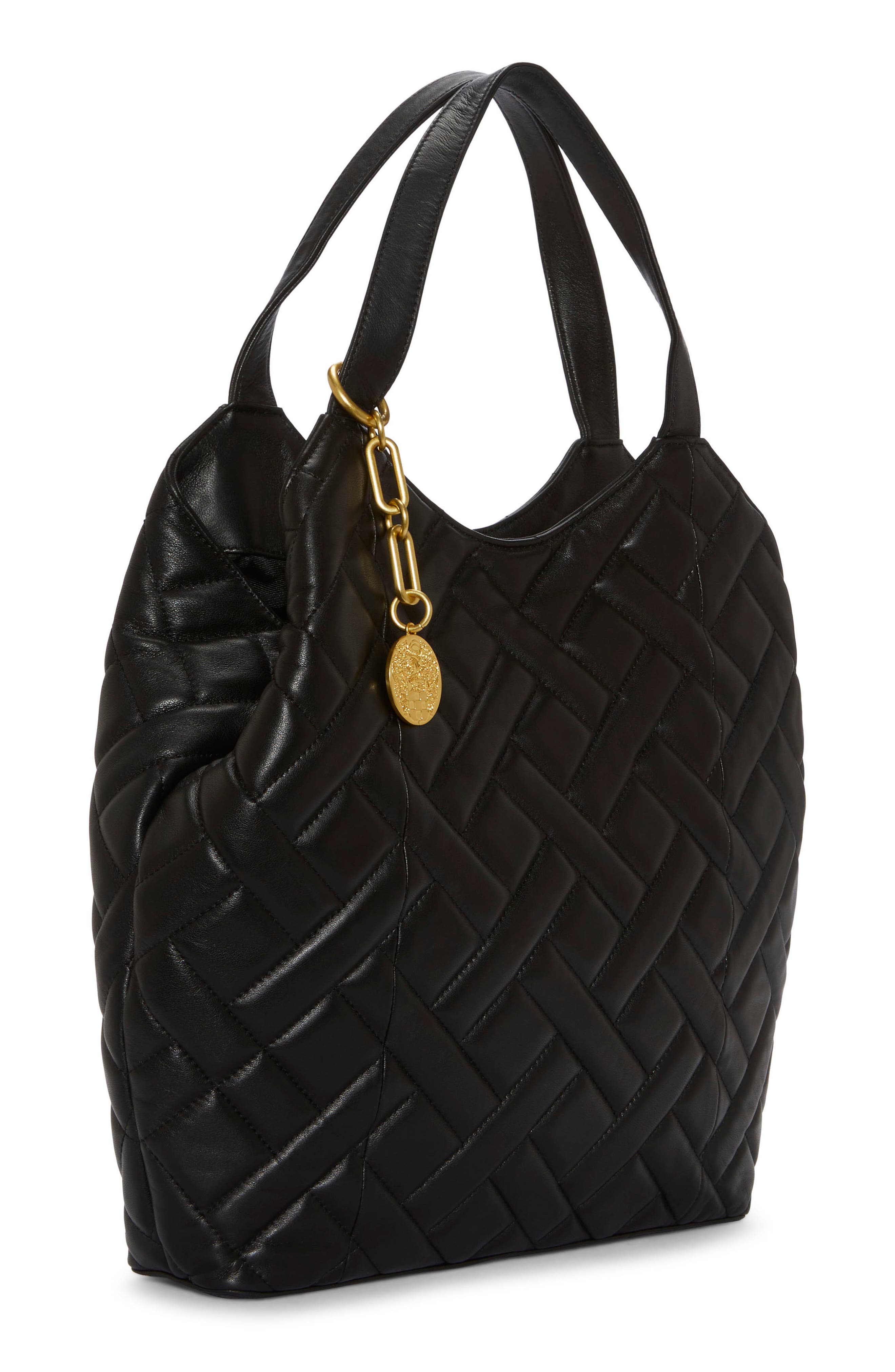 Vince Camuto Kisho Quilted Leather Shoulder Bag, Alternate, color, Black
