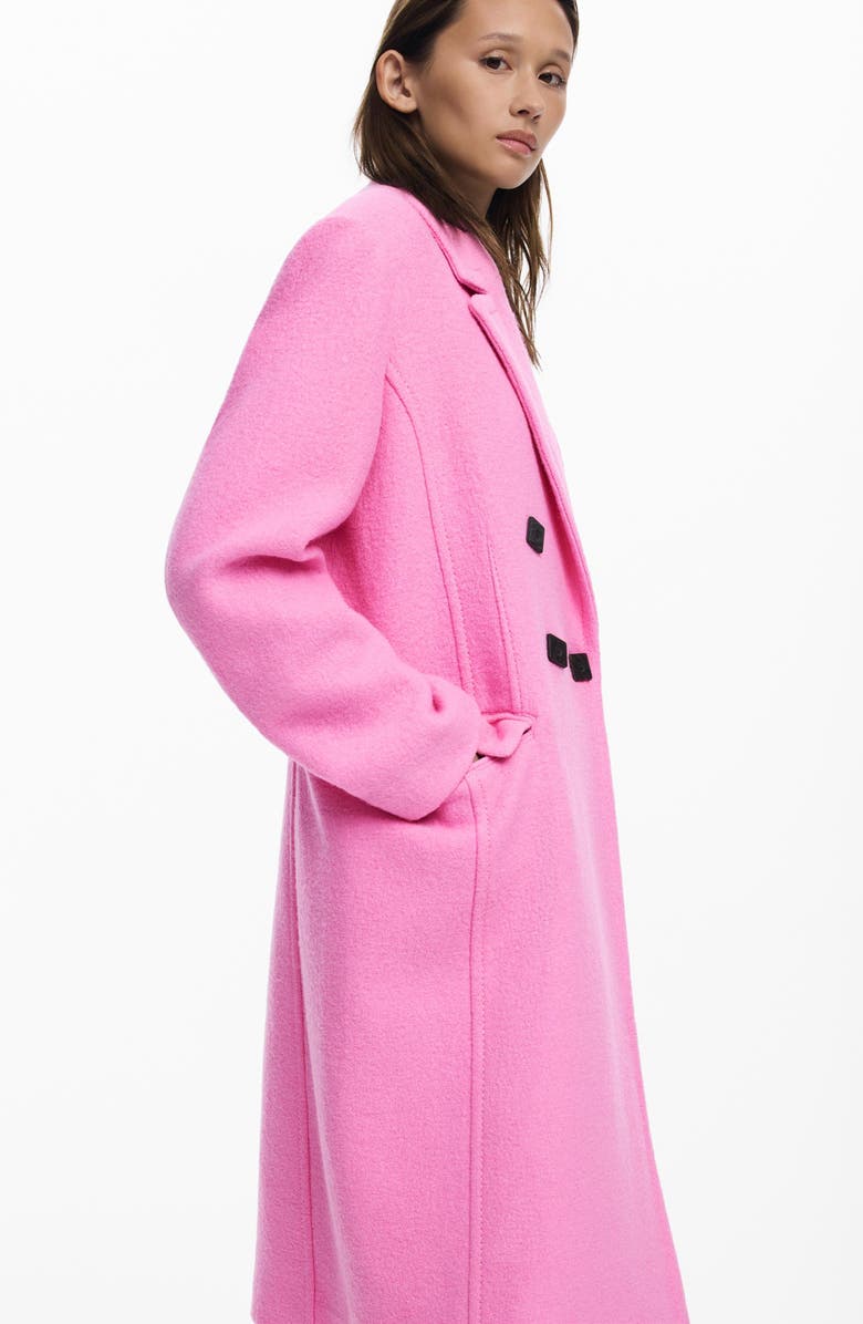 Desigual Double Breasted Overcoat, Alternate, color, Pink