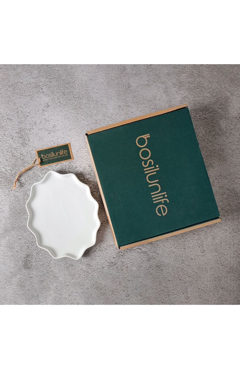 Bosilunlife Bring Nature Inside Dinner Plate Recycled Eco-Clay 4-pcs set, Alternate, color, White