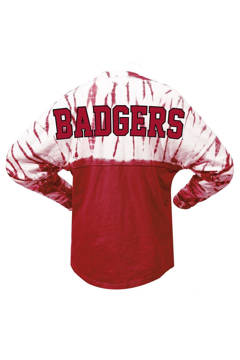 Women's Red Wisconsin Badgers Tie-Dye Long Sleeve Jersey T-Shirt, Alternate, color, Red