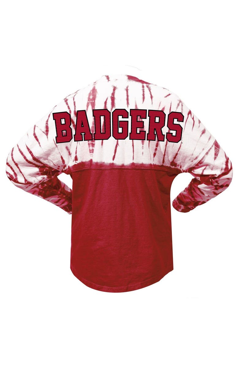 SPIRIT JERSEY Women's Red Wisconsin Badgers Tie-Dye Long Sleeve Jersey T-Shirt, Alternate, color, Red
