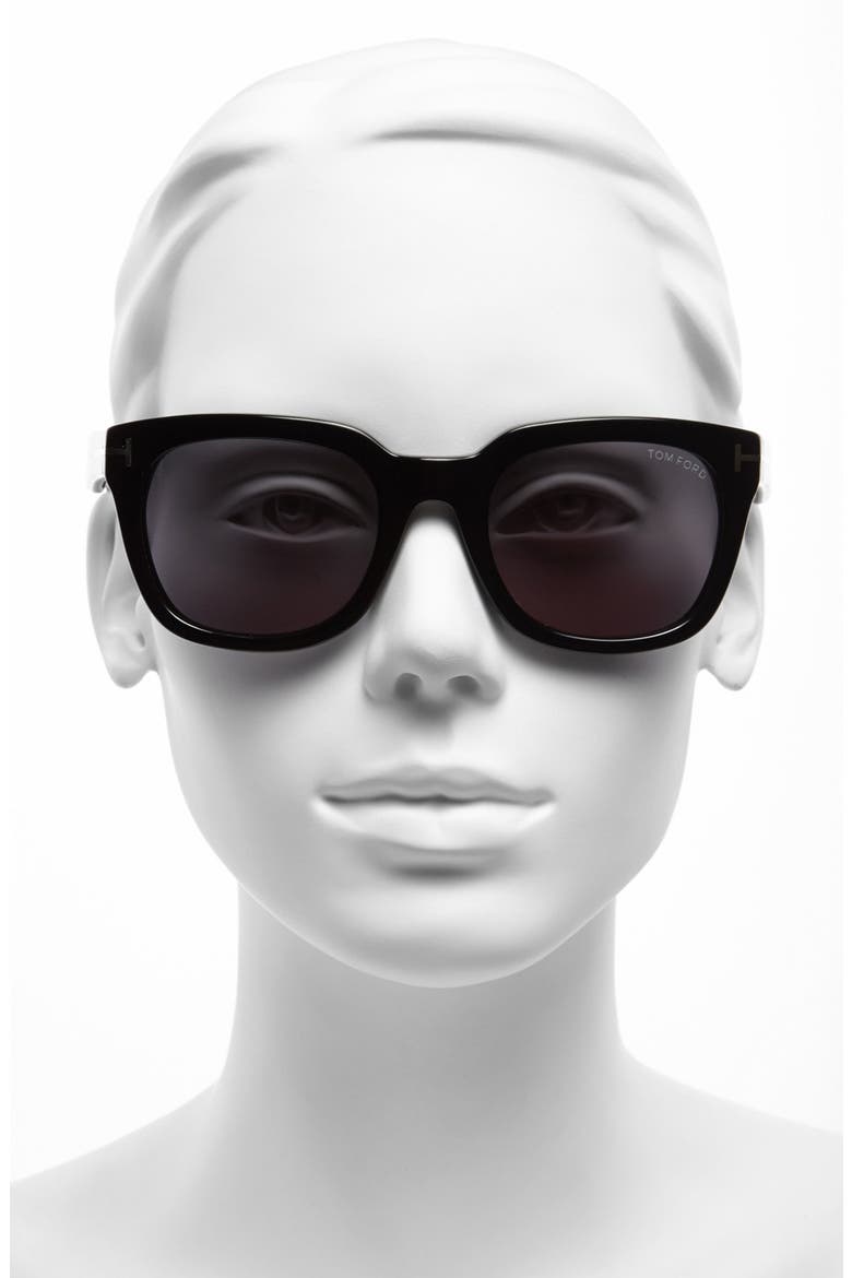 'Campbell' 53mm Sunglasses, Alternate, color, SHINY BLACK