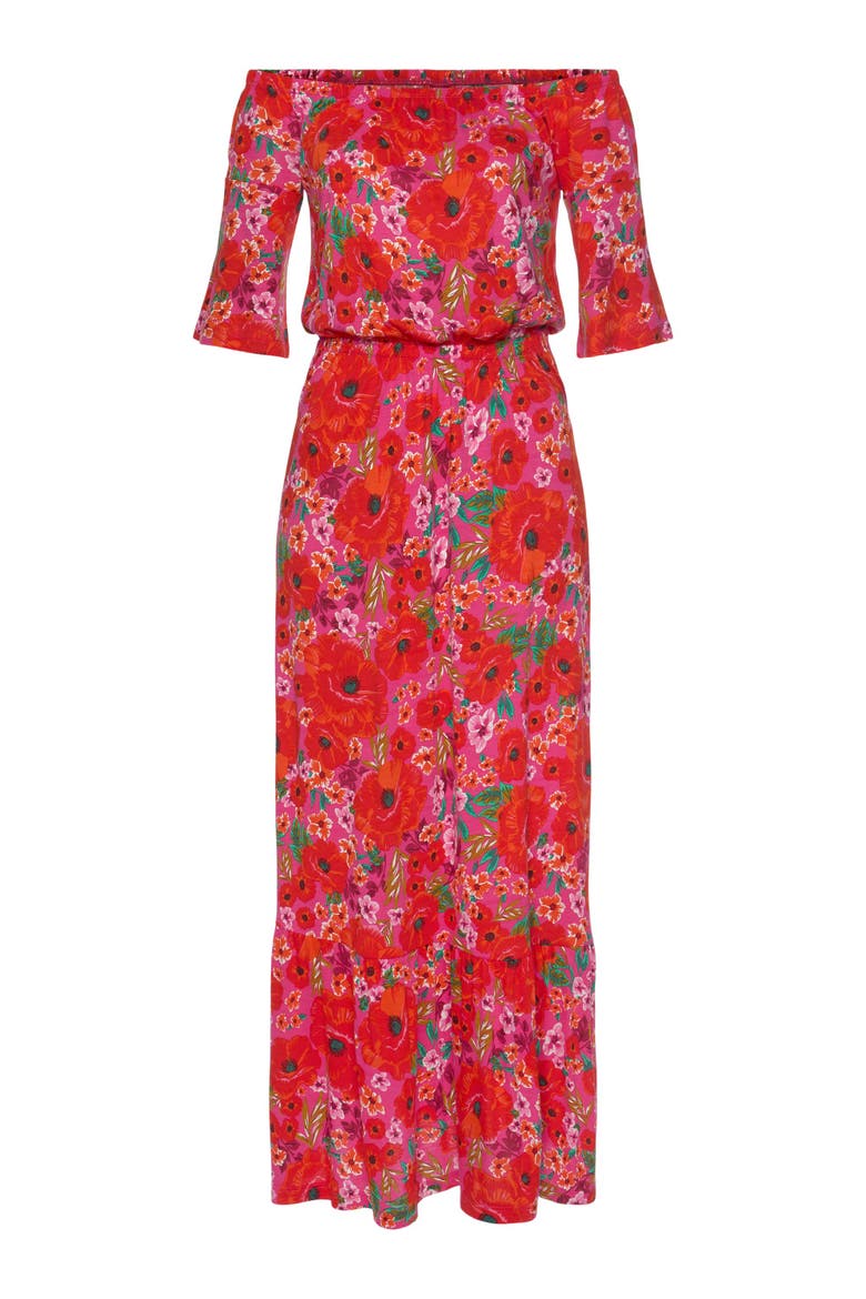 Off Shoulder Printed Maxi Dress, Alternate, color, Multi
