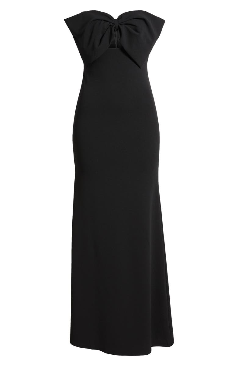 Lulus Coveted Glamour Bow Strapless Sheath Gown, Alternate, color, Black