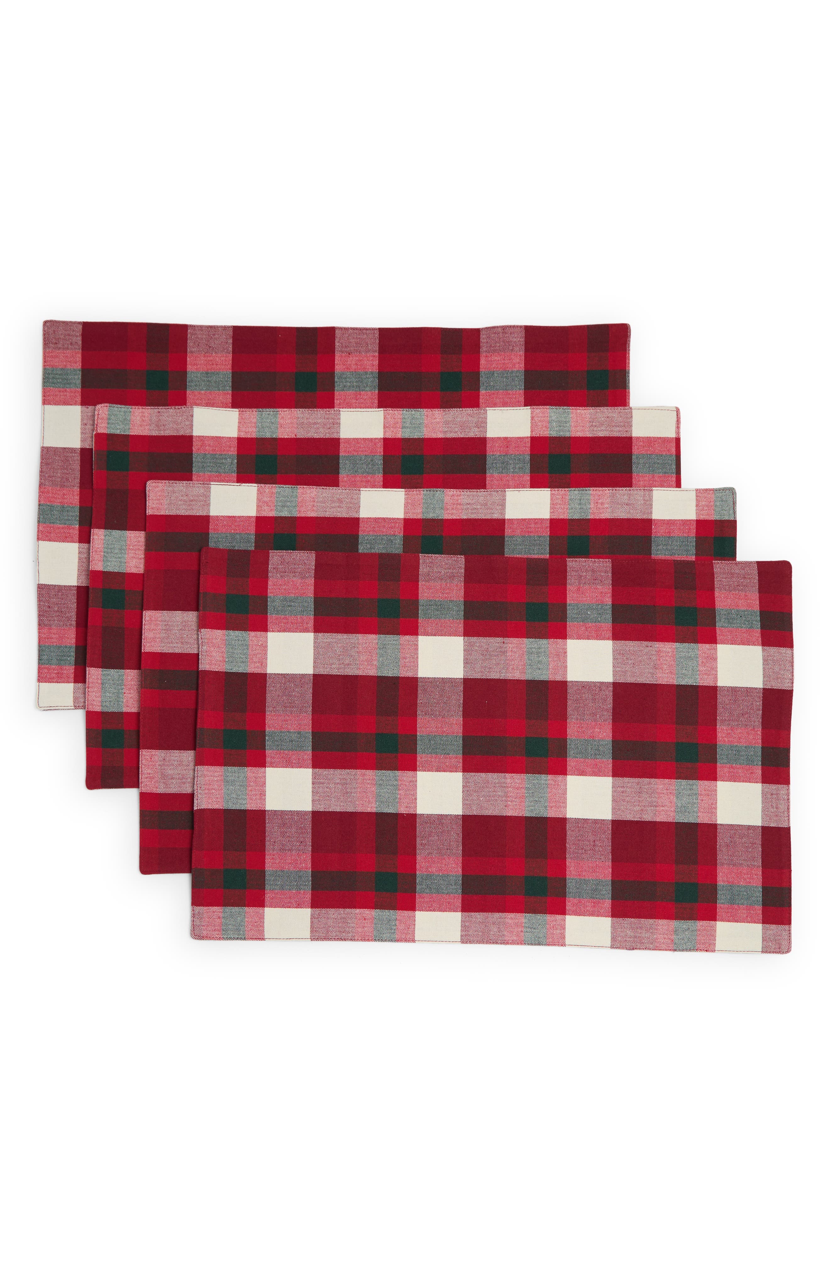 Set of 4 Second Spin Tannenbaum Plaid Recycled Cotton Blend Placemats