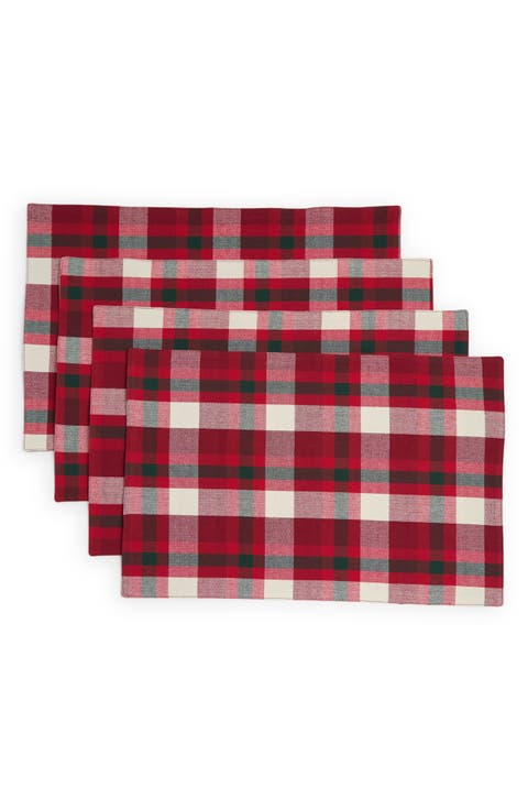 Set of 4 Second Spin Tannenbaum Plaid Recycled Cotton Blend Placemats