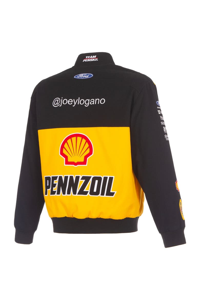 Men's JH Design Black Joey Logano 2026 Pennzoil Full-Snap Twill Racing Jacket, Alternate, color, Black