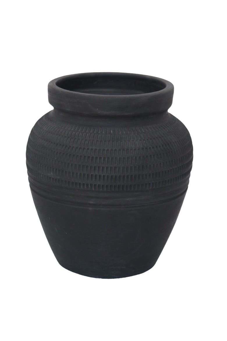 11" Black Terracotta Vase, Main, color, Black