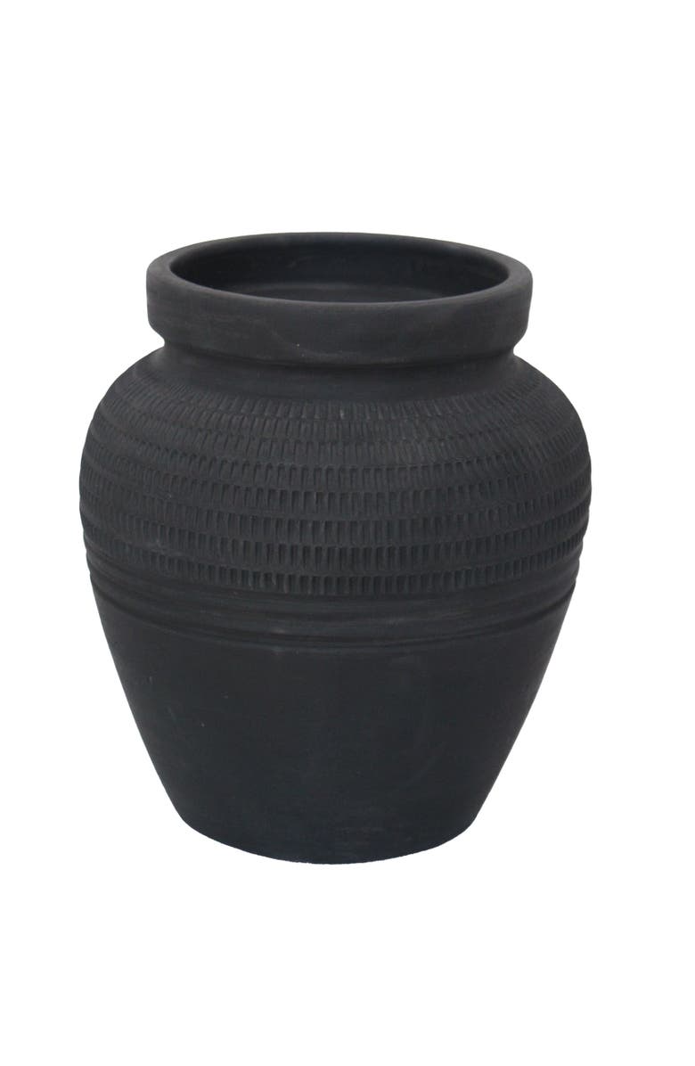 CG Hunter 11" Black Terracotta Vase, Main, color, Black