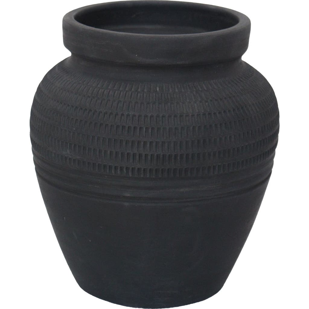 Cg Hunter 11" Black Terracotta Vase In Black
