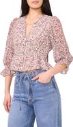 1.STATE Floral Smock Detail Chiffon Top