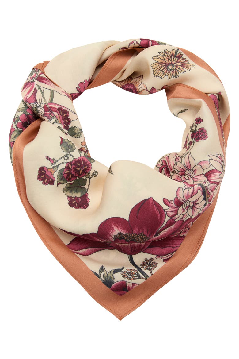 Floral Print Scarf, Main, color, ECRU