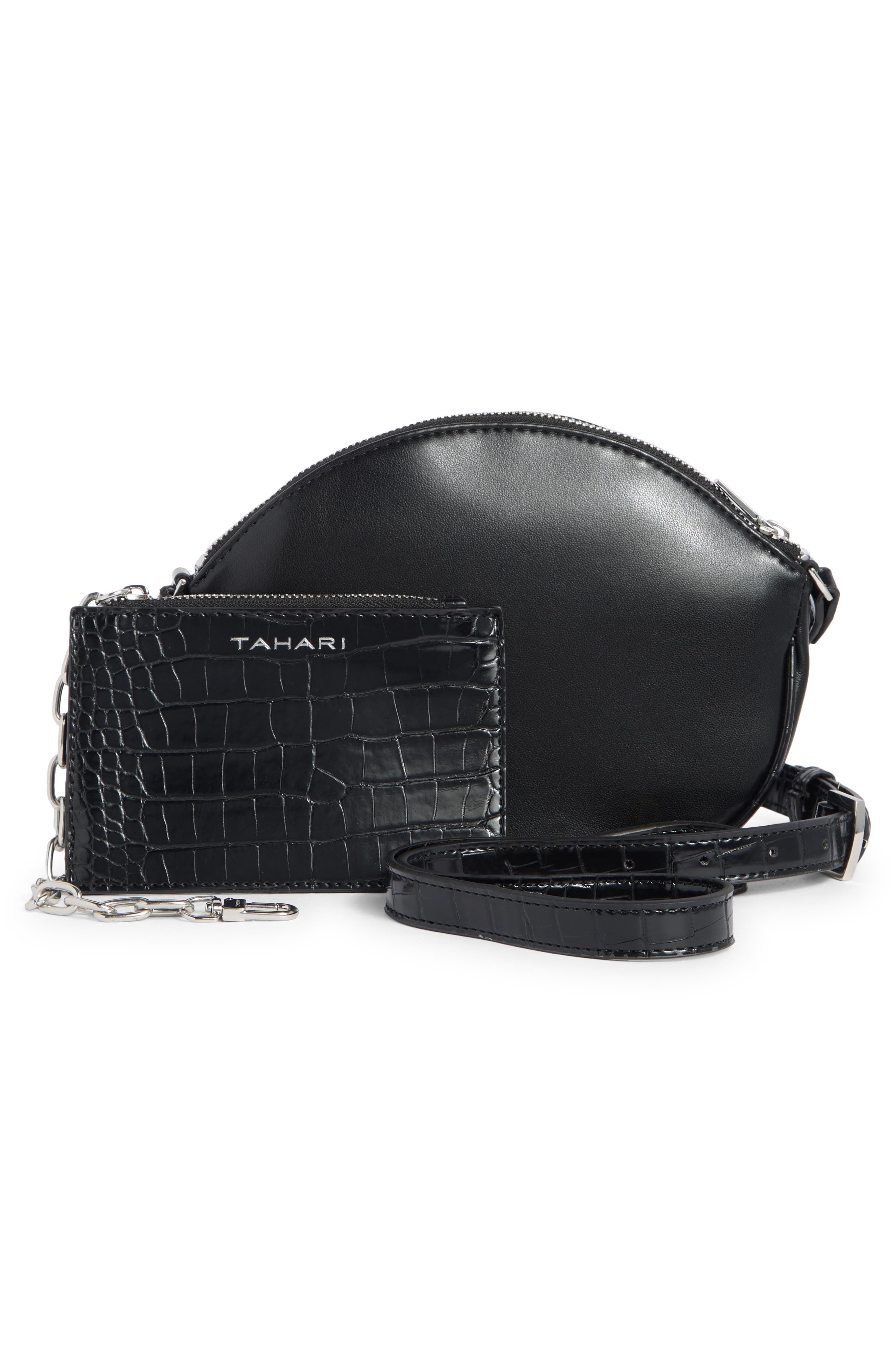 T Tahari Crosby Crossbody Bag, Alternate, color, Black Croco Block