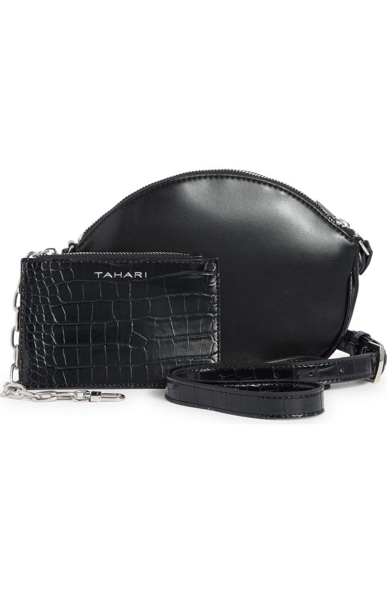 T Tahari Crosby Crossbody Bag, Alternate, color, Black Croco Block