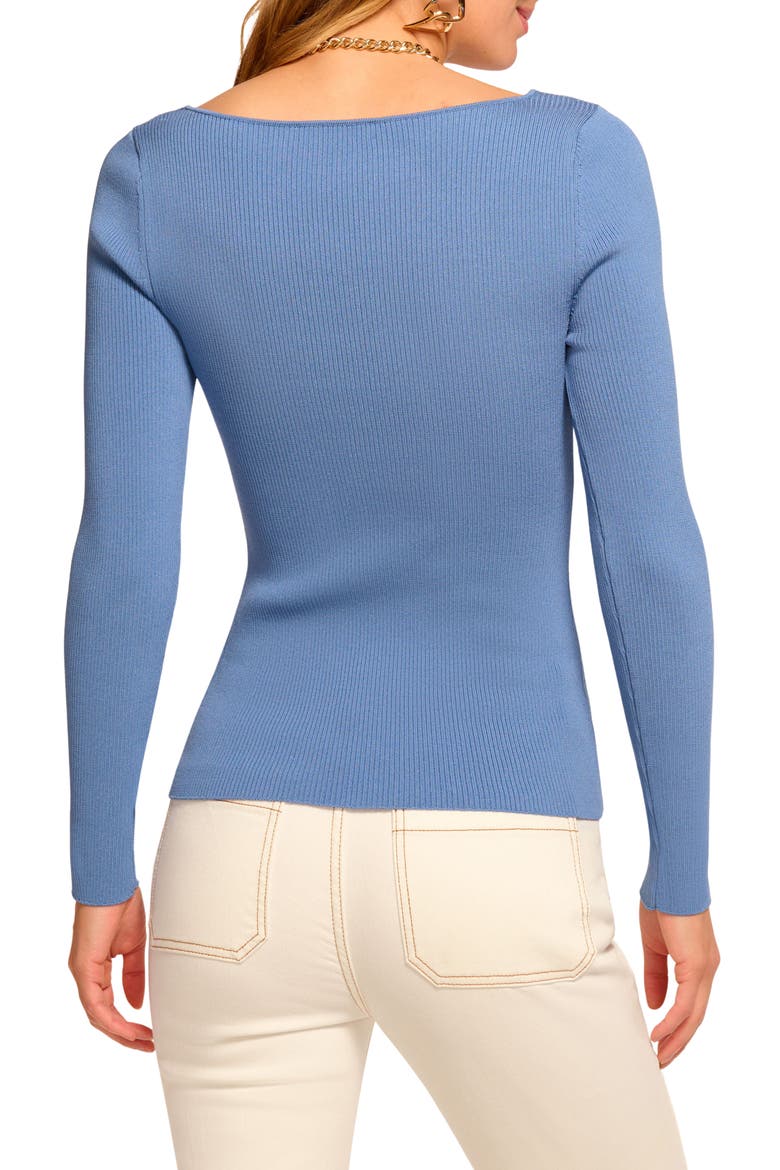 Lylia Sculpted U-Neck Rib Top, Alternate, color, CORNFLOWER BLUE